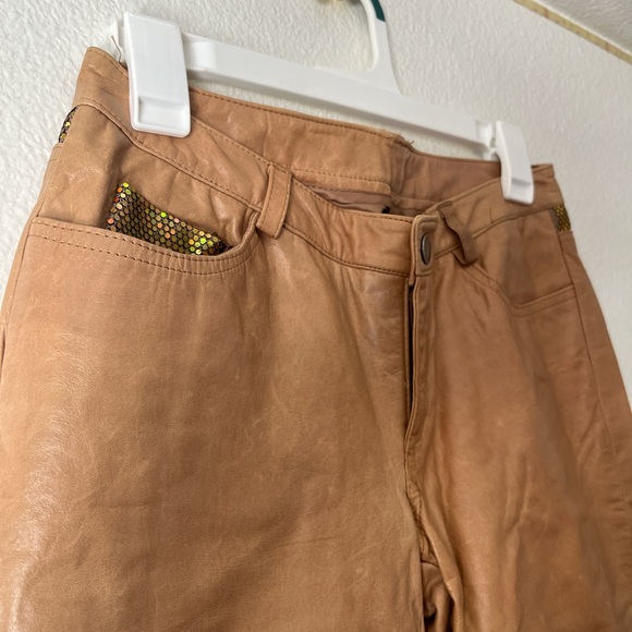 one of a kind Vintage Paige Novick camel REAL leather pants - Picture 4 of 5